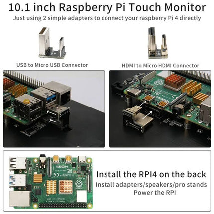 Wimaxit M1012 Pantalla Táctil 10.1" IPS 1024x600 con Altavoces para Raspberry Pi