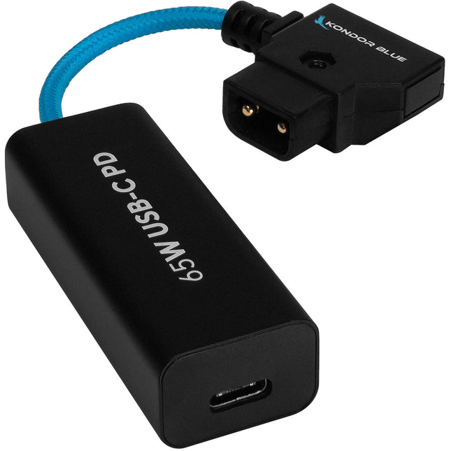 Kondor Blue Cable de energía D-Tap a USB-C PD 6" Nylon Braided 5-12V