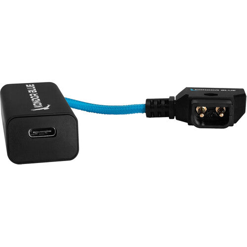 Kondor Blue Cable de energía D-Tap a USB-C PD 6" Nylon Braided 5-12V
