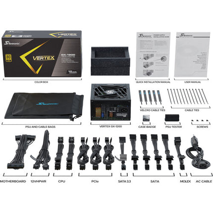 SeaSonic Electronics Vertex GX-1200W Fuente de Poder Modular 1200W 80-PLUS Gold PCIe5