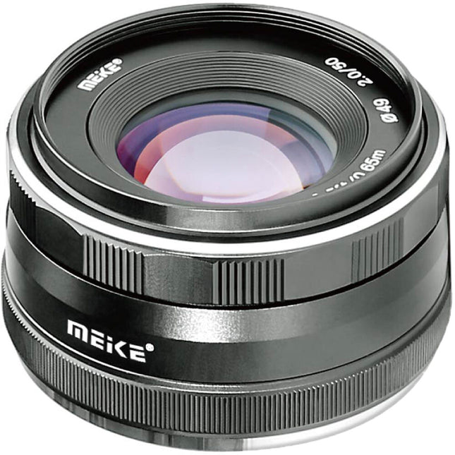 Meike MK-50mm f/2 Lente para Sony E Apertura f2 a f22 Metal y Funda