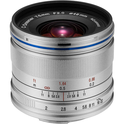 Venus Optics Laowa 7.5mm f 2 Objetivo Micro Cuatro Tercios Plateado con Parasol y Tapas