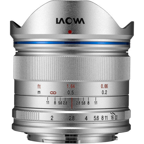 Venus Optics Laowa 7.5mm f 2 Objetivo Micro Cuatro Tercios Plateado con Parasol y Tapas