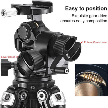 Sunwayfoto GH-PROIIS Cabezal de Trípode Engranado 4.1 Pulgadas 8.8 lb Capacidad