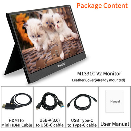 Wimaxit M1331CV2 Monitor portátil 13.3" HDR Full HD 1920x1280 300 nits con cables y funda