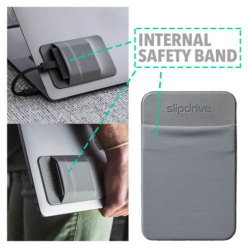 Max Huggins Slipdrive funda pequeña gris para SSD externa 3M adhesivo y correa interna elastica