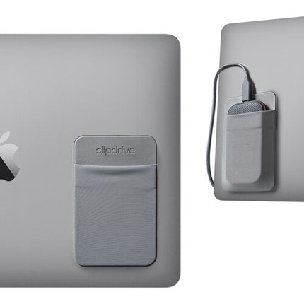 Max Huggins Slipdrive funda pequeña gris para SSD externa 3M adhesivo y correa interna elastica