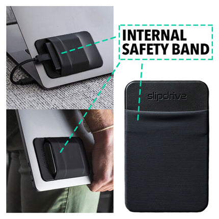 Max Huggins Slipdrive funda pequeña negra con elástico y adhesivo 3M para SSD externa