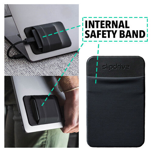 Max Huggins Slipdrive funda pequeña negra con elástico y adhesivo 3M para SSD externa