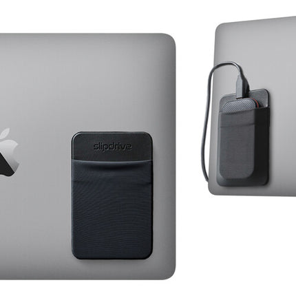 Max Huggins Slipdrive funda pequeña negra con elástico y adhesivo 3M para SSD externa