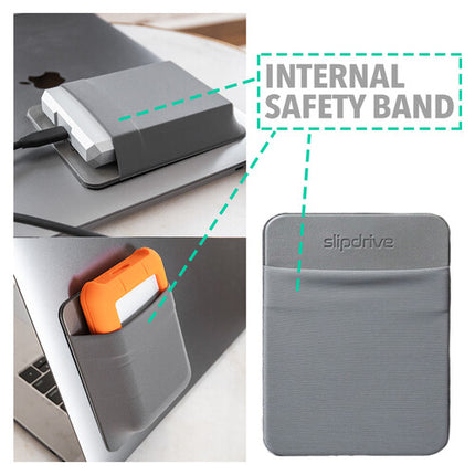 Max Huggins Slipdrive Funda para SSD 3M Adhesivo y Banda Elástica Large Gris