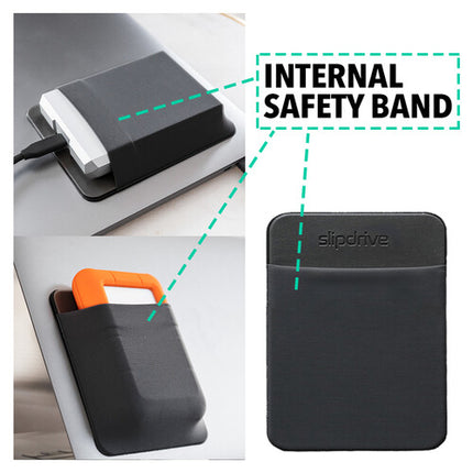 Max Huggins Slipdrive funda elástica para SSD externa adhesiva 3M negra grande
