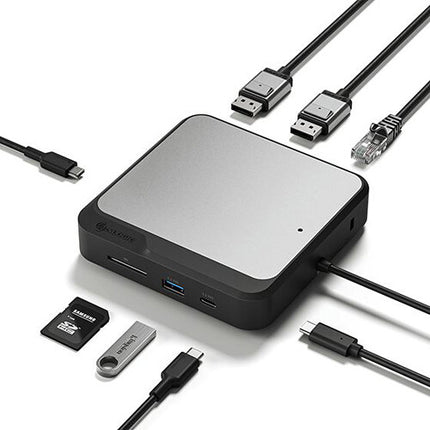 ALOGIC Dual 4K Universal DisplayPort Estación de Acoplamiento Compacta con 100W PD y 2 Puertos USB 3.2 Gen 2