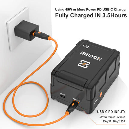 ZGCINE S95 Batería V-Mount 98.68Wh 6600mAh con Salidas USB-C D-Tap