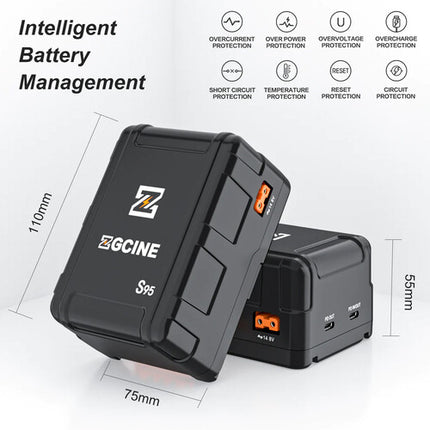 ZGCINE S95 Batería V-Mount 98.68Wh 6600mAh con Salidas USB-C D-Tap