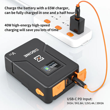 ZGCINE ZG-V50 Batería V-Mount 50Wh Compacta 14.8V con Carga Rápida PD