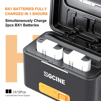 ZGCINE Funda de carga para batería Sony NP-BX1 con 2 ranuras y 5200mAh