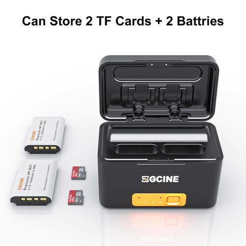 Estuche de carga ZGCINE para batería Sony NP-BX1 con 5200mAh y 2 ranuras MicroSD