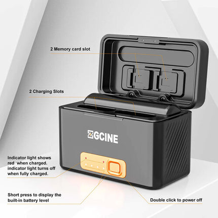 Estuche de carga ZGCINE para batería Sony NP-BX1 con 5200mAh y 2 ranuras MicroSD