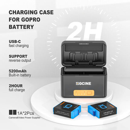 ZGCINE PS-G10 Estuche Mini de Carga para Baterías GoPro con 2 Ranuras y Batería 5200mAh