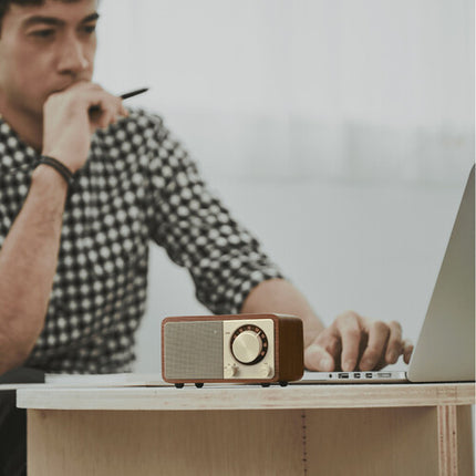 Sangean WR-7 Altavoz de Mesa Bluetooth Radio FM Madera 36 Horas Autonomía