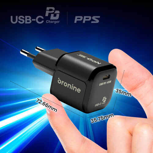 bronine 45W Cargador USB GaN con 1 Puerto EU PPS y Chip Inteligente