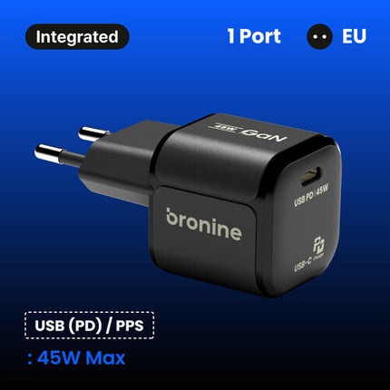 bronine 45W Cargador USB GaN con 1 Puerto EU PPS y Chip Inteligente