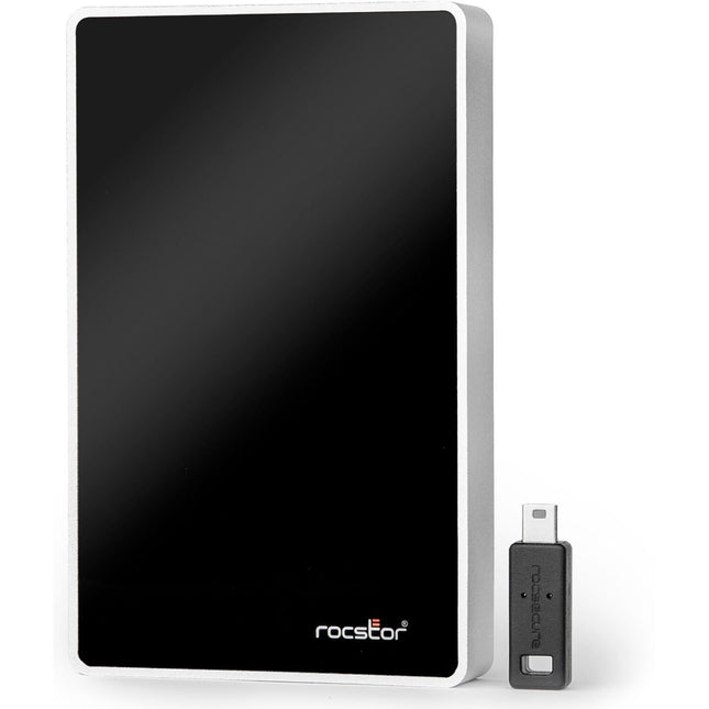 Rocstor 1TB Rocsecure EX32 SSD portátil cifrada USB 3.2 Gen 1 con 3 llaves Token y doble cable USB-C