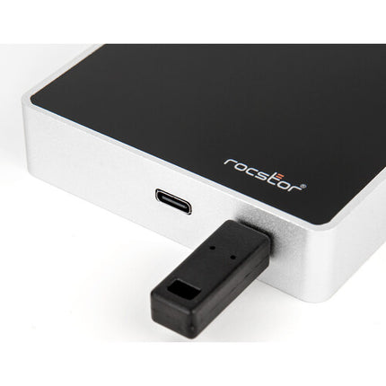 Rocstor 1TB Rocsecure EX32 SSD portátil cifrada USB 3.2 Gen 1 con 3 llaves Token y doble cable USB-C