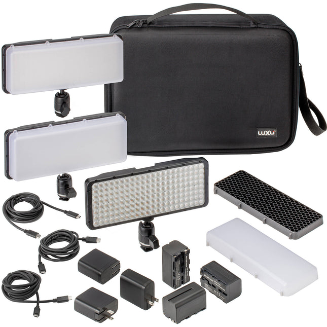 Luxli Cello² 10" Panel de Luz LED RGB Kit 3 Unidades 1500 Lux 2800K-10000K