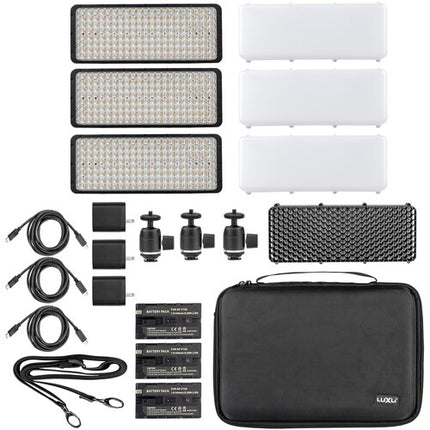 Luxli Cello² 10" Panel de Luz LED RGB Kit 3 Unidades 1500 Lux 2800K-10000K