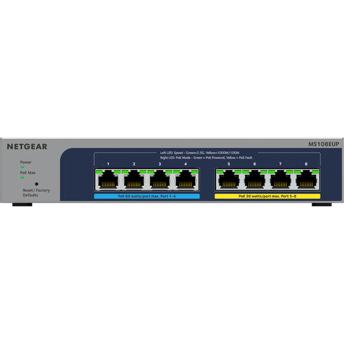 Netgear MS108EUP Switch de Red Gestionado 8 Puertos PoE+ PoE++ 2.5G 230W