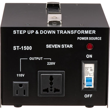Sevenstar ST-1500 Transformador Convertidor 1500W Voltaje 110-240V con Adaptador US y Fusibles de Repuesto