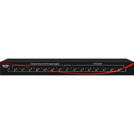 Thor 12 VDC 1.5A Fuente de Alimentación Rackmount 16 Puertos con Indicador LED