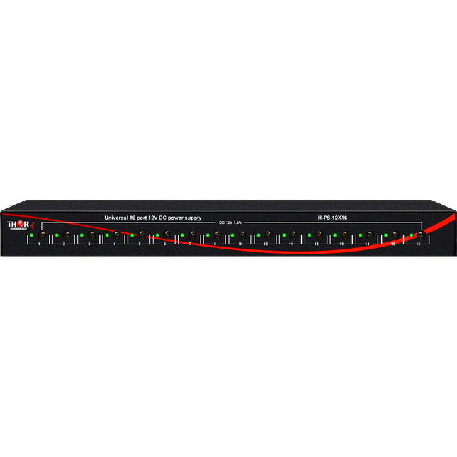 Thor 12 VDC 1.5A Fuente de Alimentación Rackmount 16 Puertos con Indicador LED