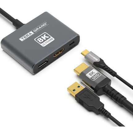 Tera Grand Adaptador USB-C a USB-A y HDMI 2.1 8K 100W PD 60Hz