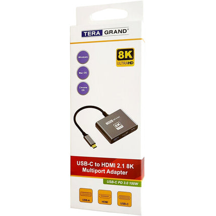 Tera Grand Adaptador USB-C a USB-A y HDMI 2.1 8K 100W PD 60Hz