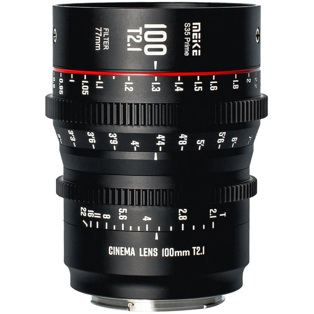 Meike 100mm T2.1 Cinema Prime PL Montura Lente Super35 270° Enfoque