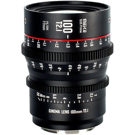 Meike 100mm T2.1 Super35 Lente de Cine Prime con Iris de 10 Cuchillas