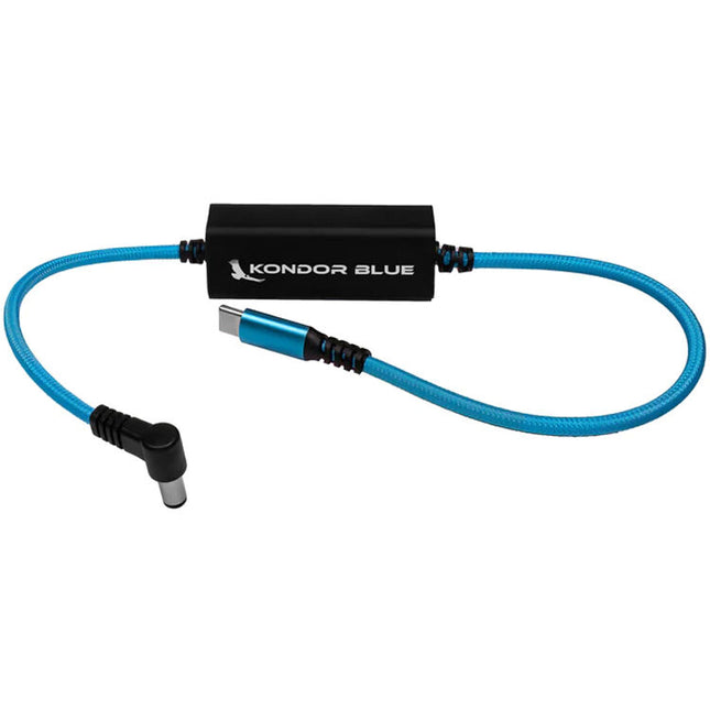 Kondor Blue Cable de Alimentación DC a USB-C para Canon R5 C Sony FX3 Azul 16" con Carga Rápida PD