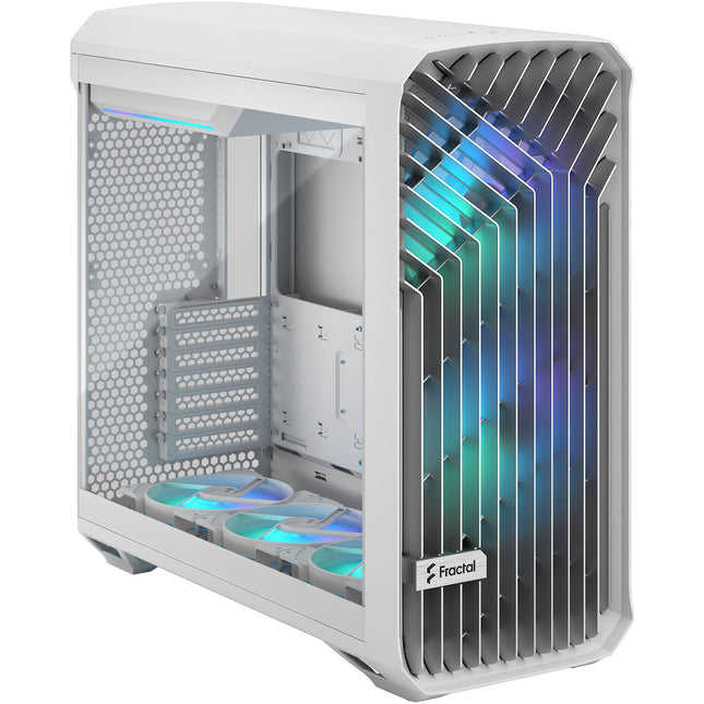 Fractal Design Torrent Caja Mid-Tower con Panel de Cristal Templado y Ventiladores RGB Blanco Soporta Radiadores 16.5 y Tarjetas Gráficas 18.1
