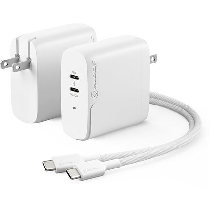 ALOGIC 68W Cargador USB-C PD GaN 2 Puertos Blanco con Cable 6.6'