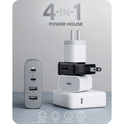 ALOGIC 100W Cargador USB PD GaN 4 Puertos con 2 USB-C 2 USB-A Gris