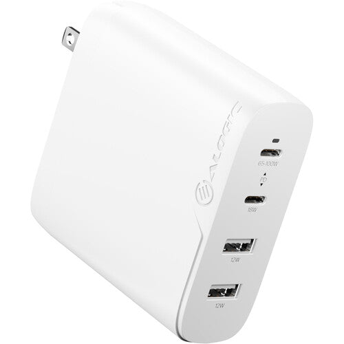 ALOGIC 100W Cargador USB GaN 4 Puertos USB-C PD 3.0 Blanco 6.6 ft cable