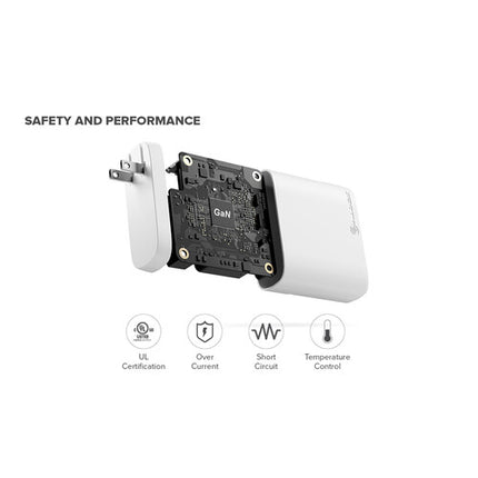 ALOGIC 100W Cargador USB GaN 4 Puertos USB-C PD 3.0 Blanco 6.6 ft cable