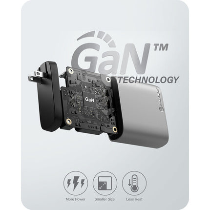 ALOGIC 68W Cargador USB-C PD GaN 2 Puertos 50-60W y 18W Space Gray