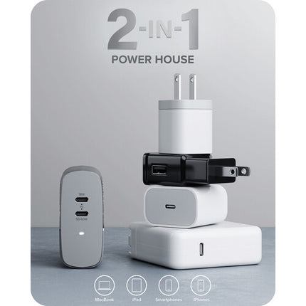 ALOGIC 68W Cargador USB-C PD GaN 2 Puertos 50-60W y 18W Space Gray