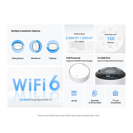 TP-Link Deco X50-PoE AX3000 Módulo Mesh WiFi 6 Dual Band 2976Mb/s