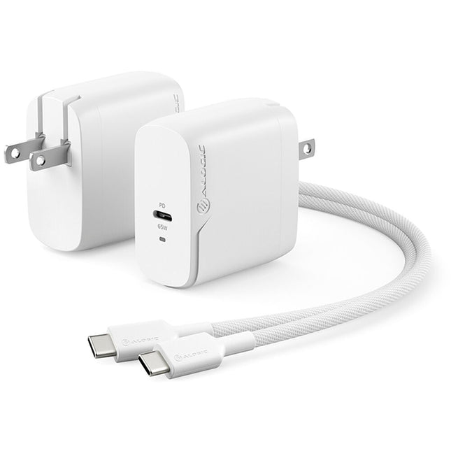 ALOGIC Cargador USB-C PD GaN 65W con Cable Trenzado 2m