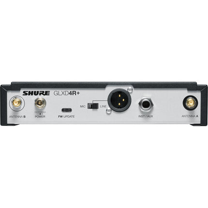 Shure GLXD14R+ Sistema inalámbrico de guitarra rack dual banda 208.5 MHz 100 pies alcance